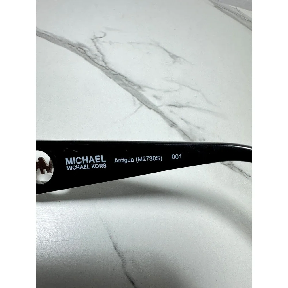 Michael Kors Antigua M2730S 001 Black Oversized Sunglasses with MK Logo Silver